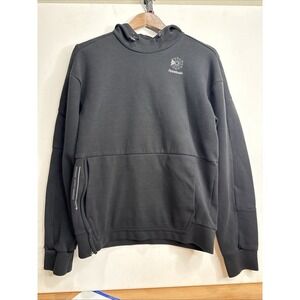 Reebok Classics Black Hoodie Small - Starcrest Logo Side Zipper Tech Pullover